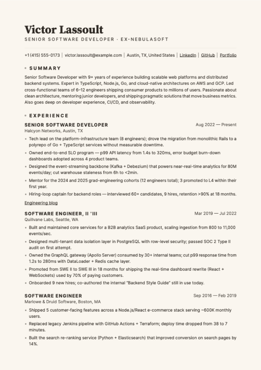 Atrium resume template preview