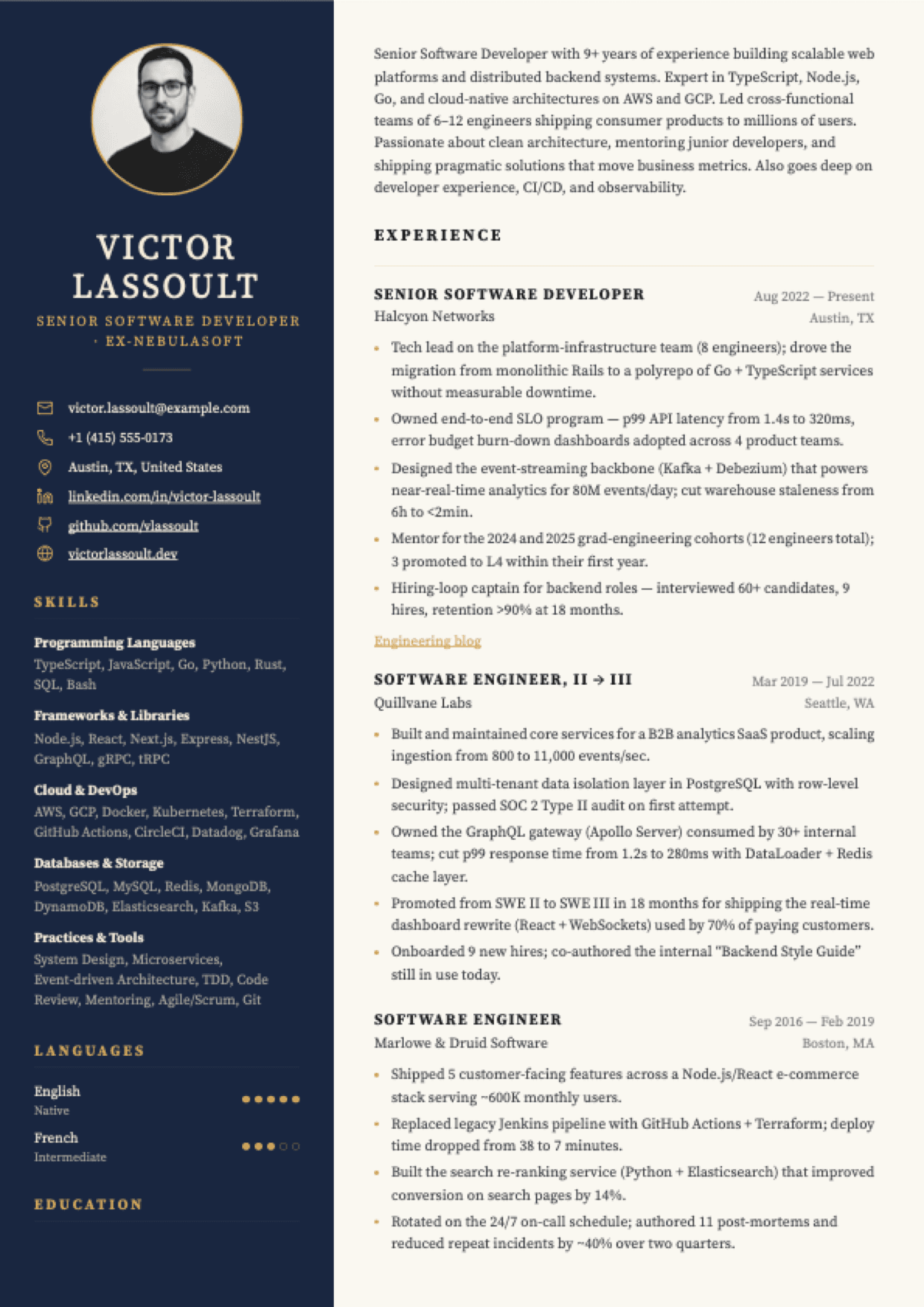 Boardroom resume template preview
