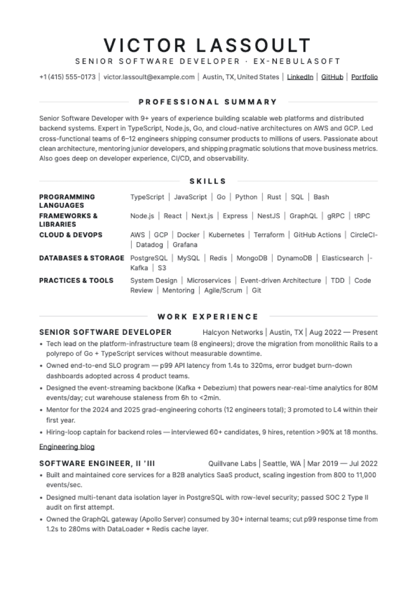 Herald resume template preview