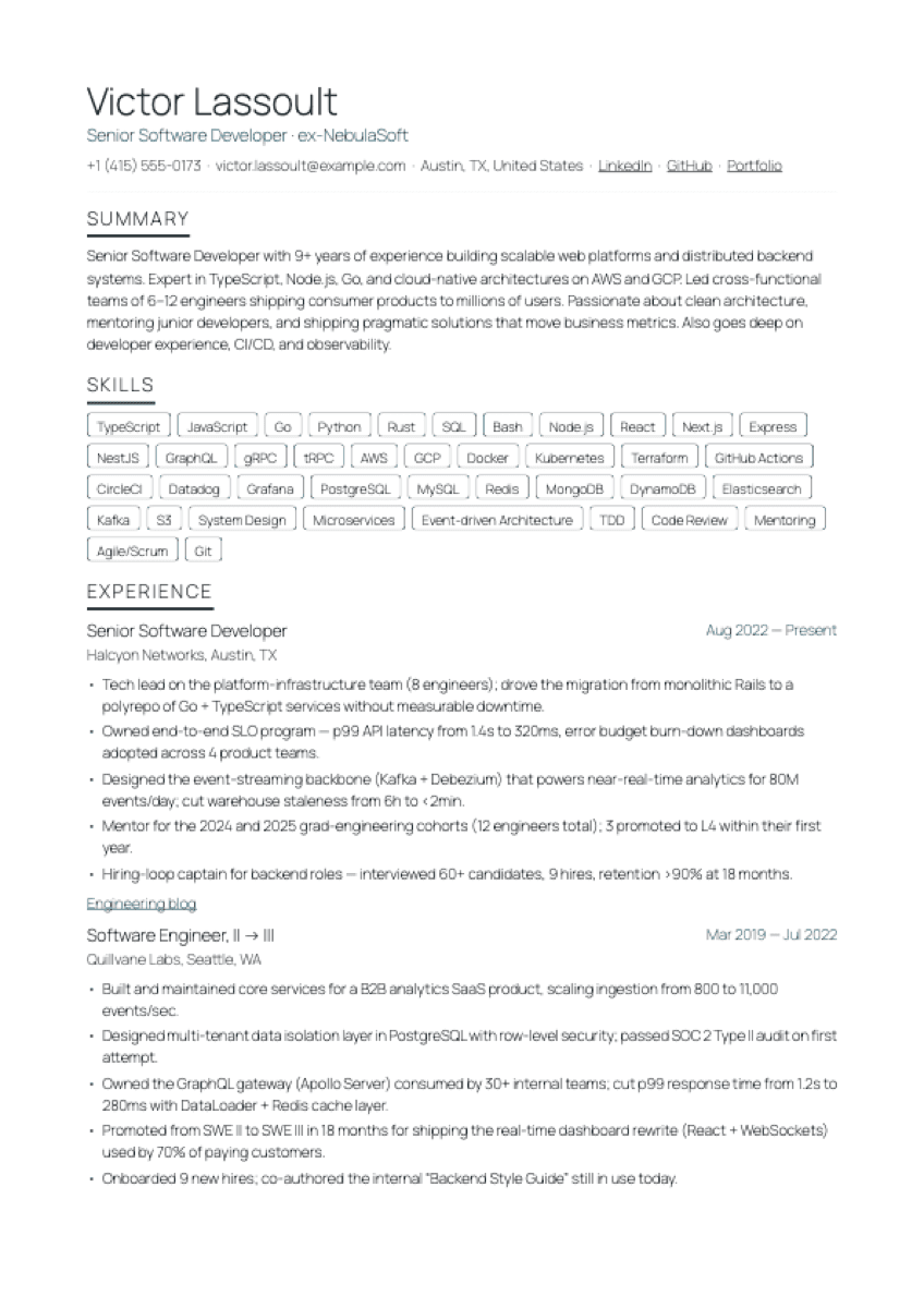 Lattice resume template preview