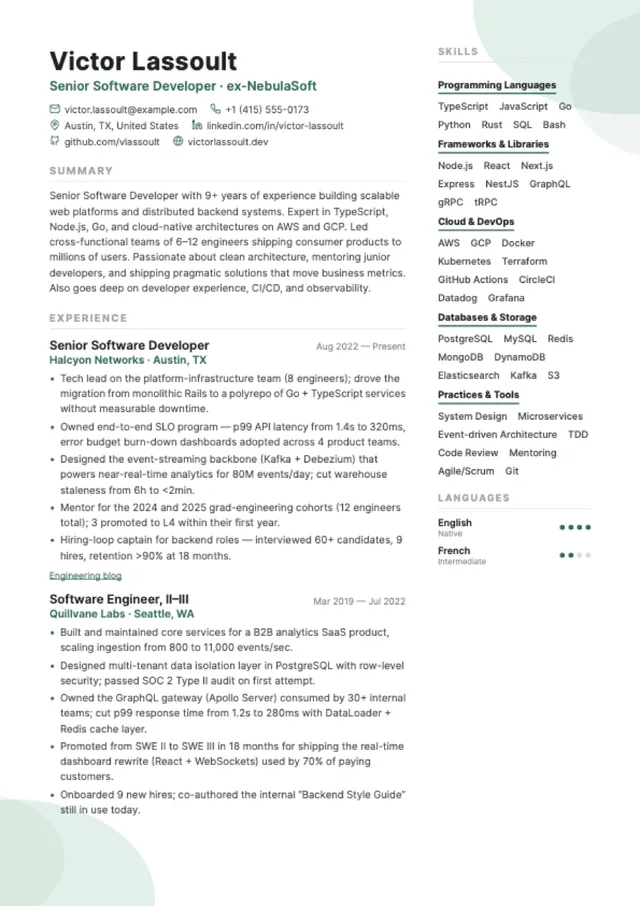 Bloom resume template preview