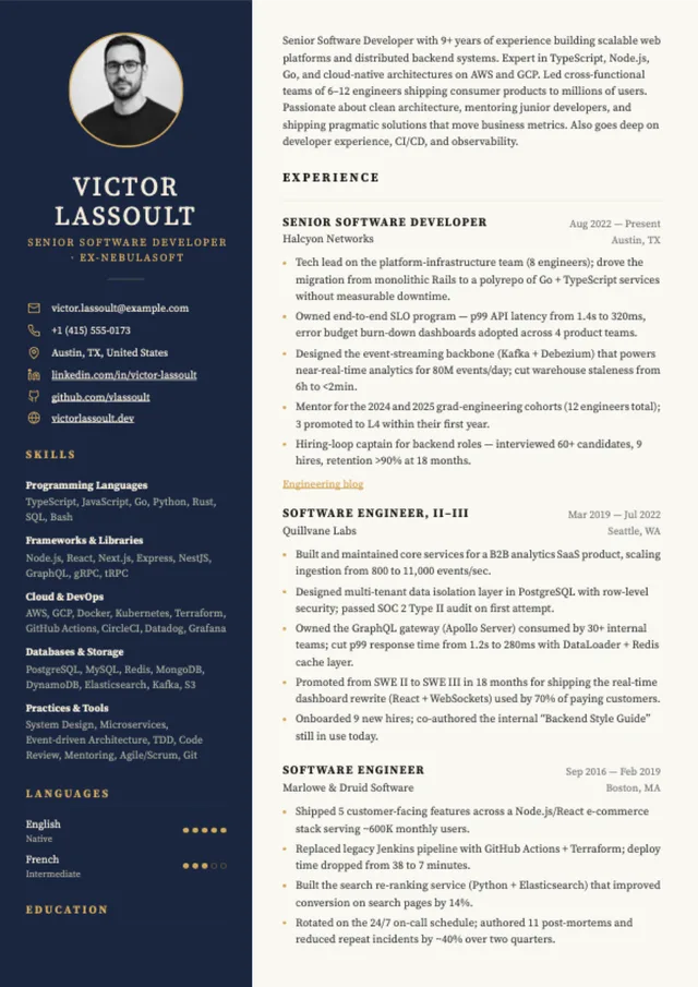 Boardroom resume template preview