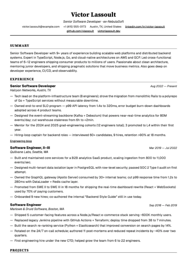 Classic Professional layout preview