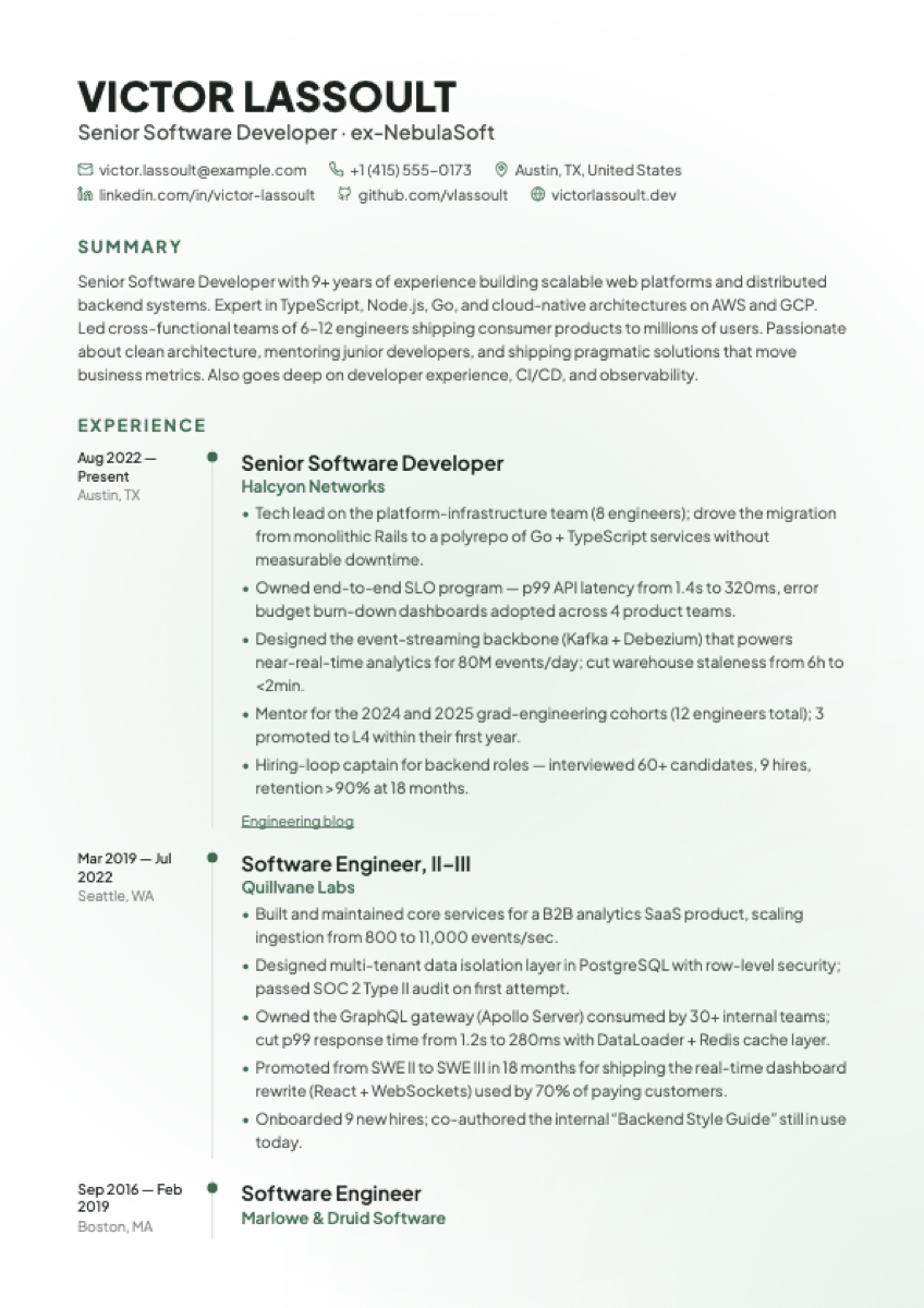 Lumen CV template preview