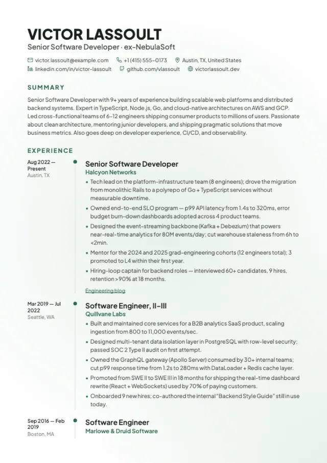 Lumen resume template preview