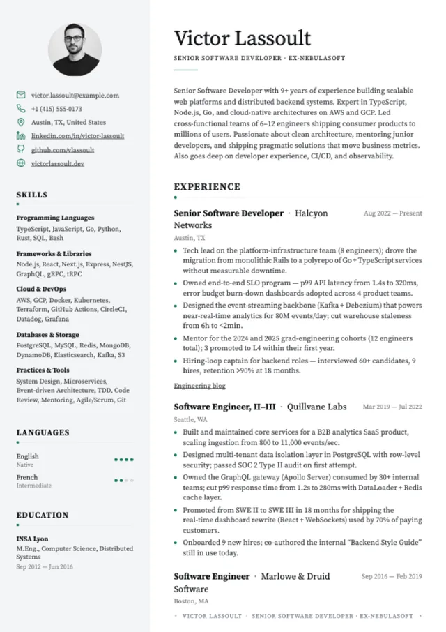 Premium Editorial resume template preview