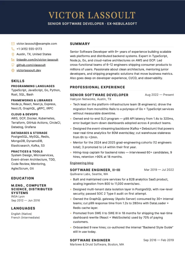 Sovereign resume template preview