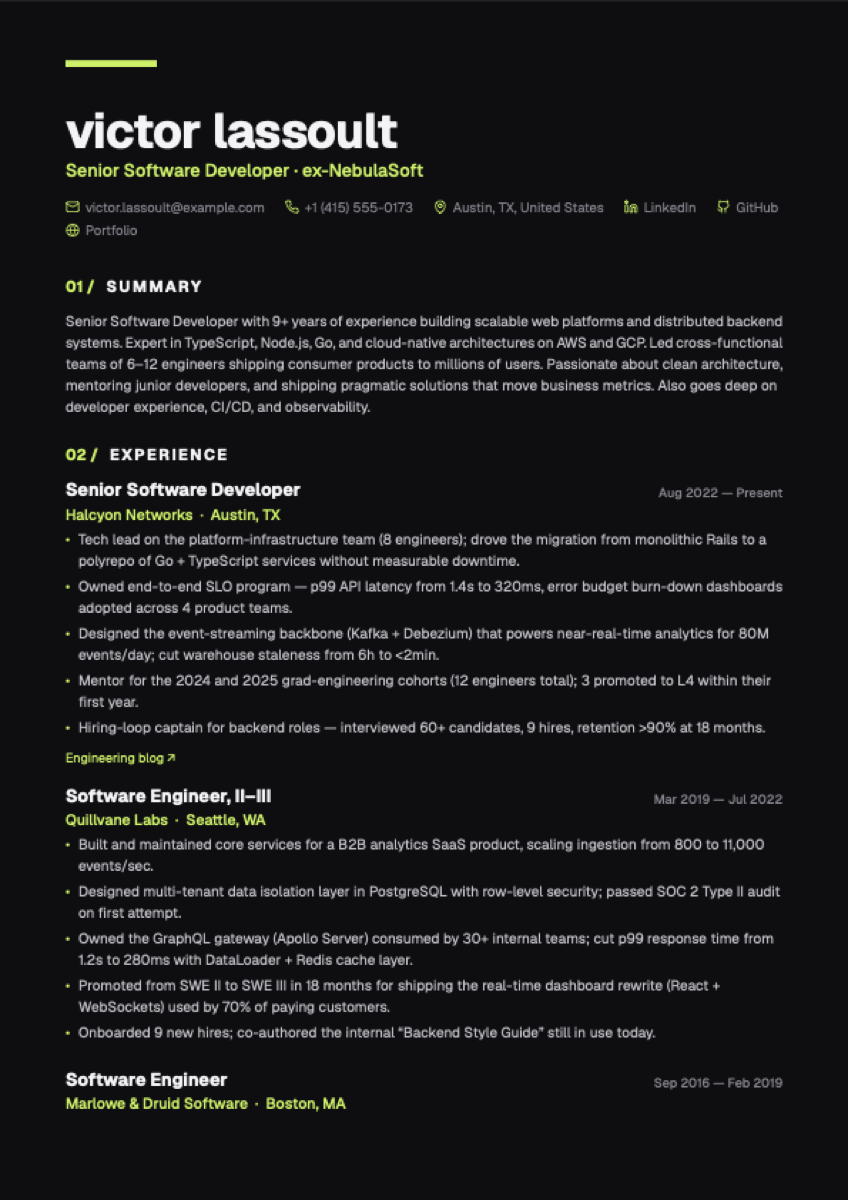 Terminal resume template