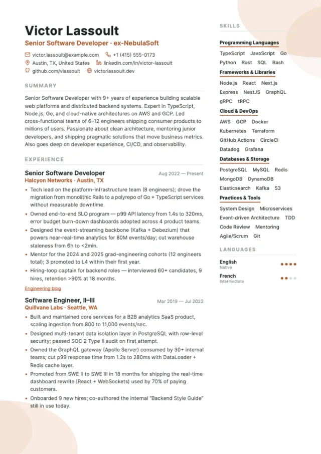 Bloom resume template preview
