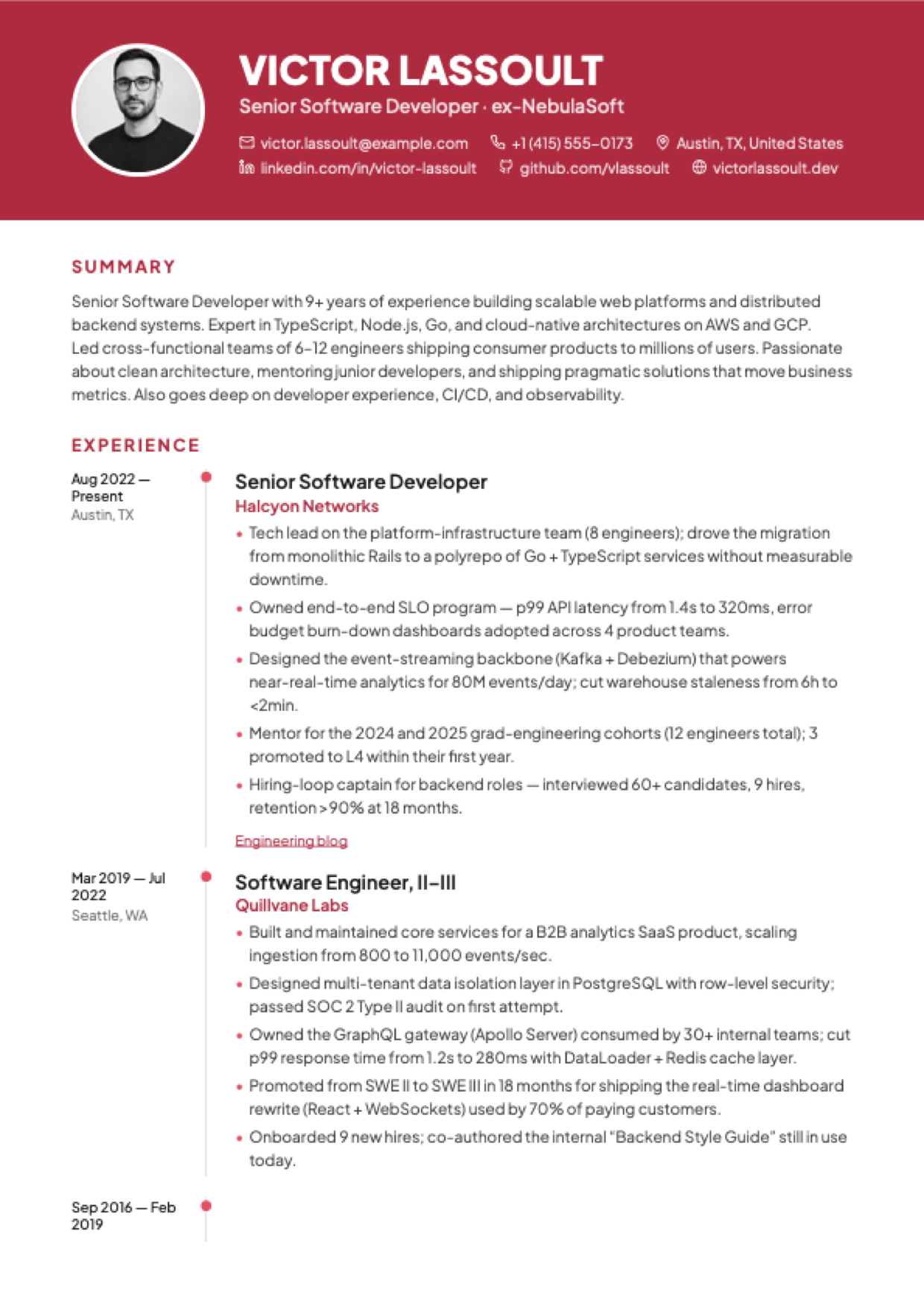 Prism CV template preview