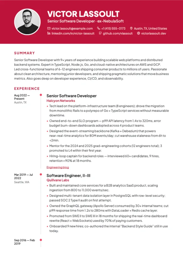 Prism resume template preview